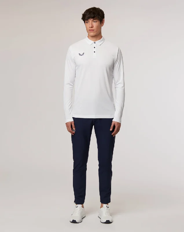 White Long Sleeve Golf Polo