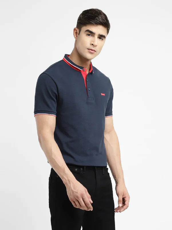 Men's Solid Polo T-shirt Navy