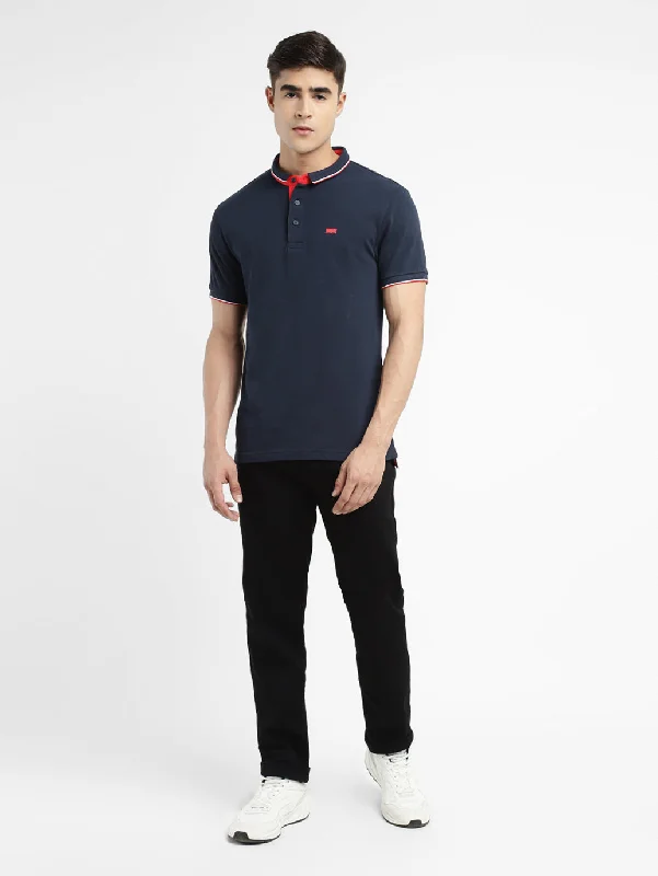 Men's Solid Polo T-shirt Navy