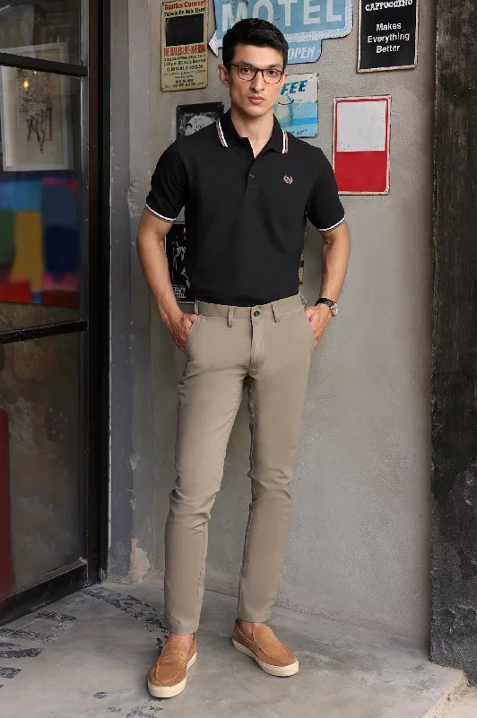 Black Jacquard Collar Polo