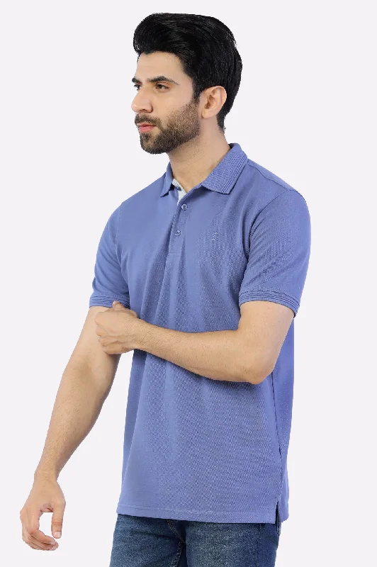 Purple Jacquard Collar Polo