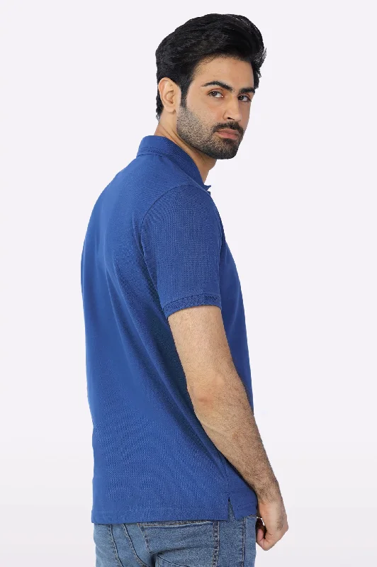 Royal Blue Jacquard Collar Polo