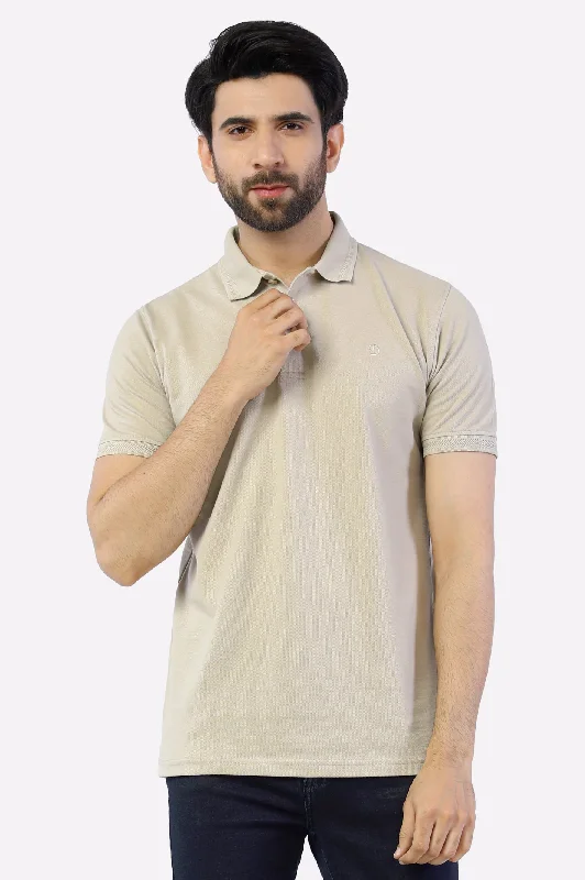 Sand Jacquard Collar Polo