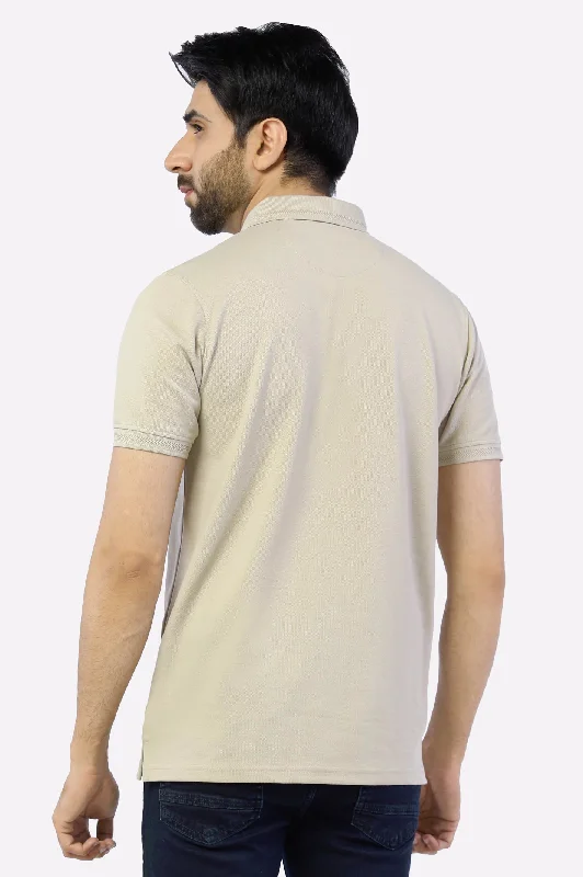 Sand Jacquard Collar Polo