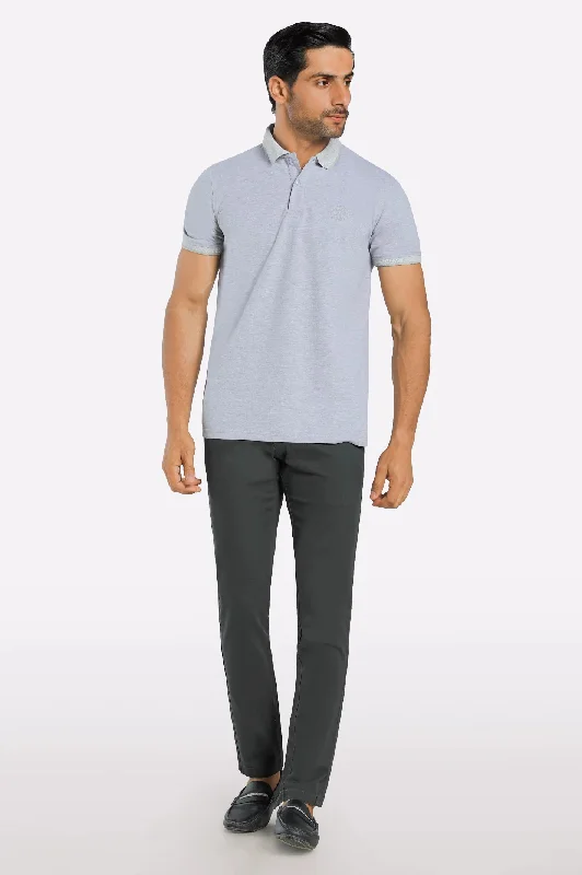 Heather Grey Jacquard Collar Polo