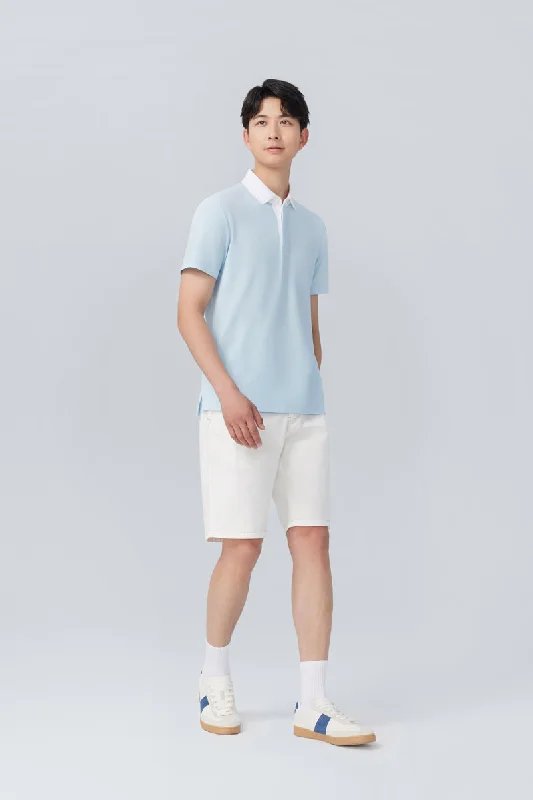 VISDRY™ Pique Contrast Collar Polo | Light Blue BLE237