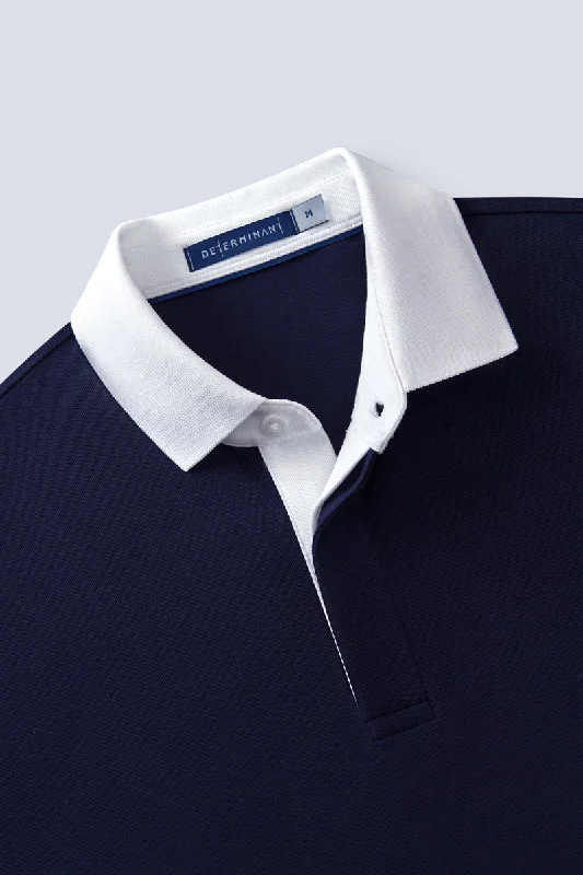 VISDRY™ Pique Contrast Collar Polo | Navy NNY096