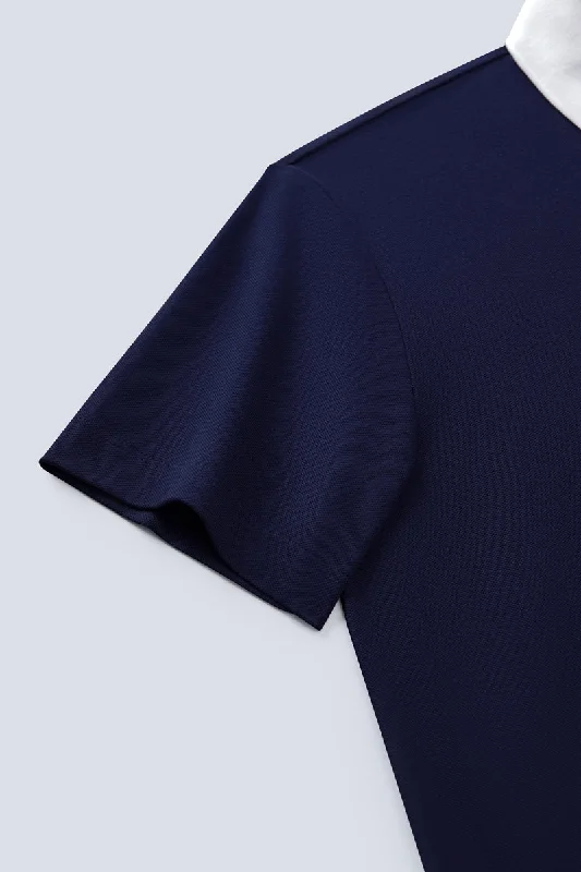 VISDRY™ Pique Contrast Collar Polo | Navy NNY096