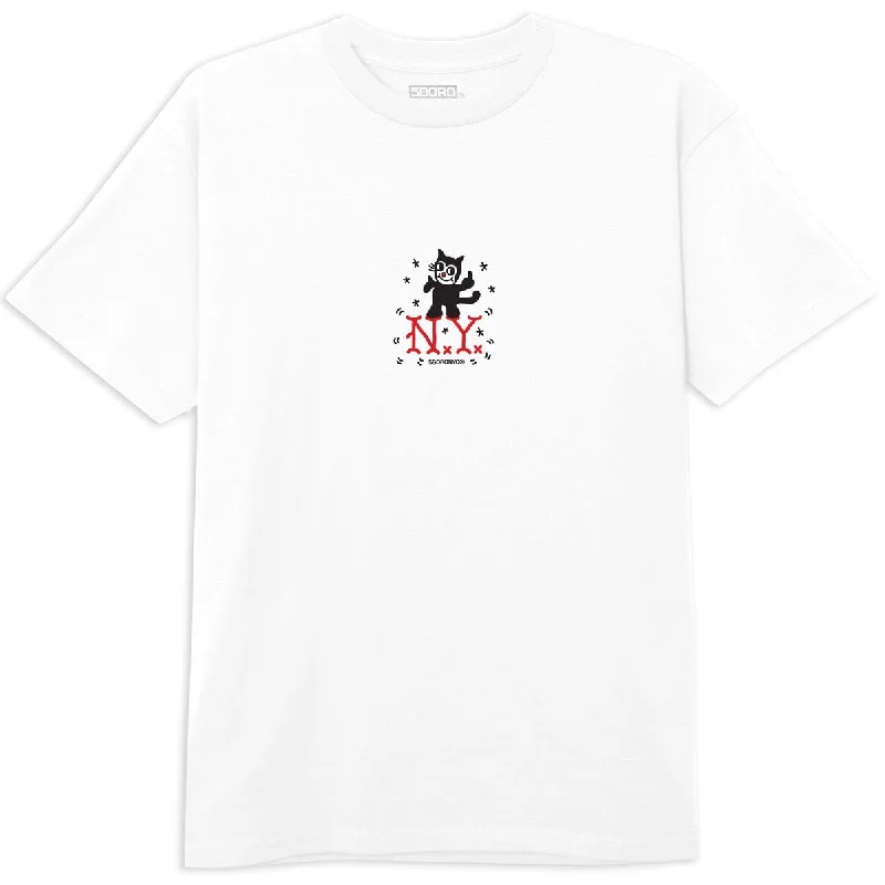 5Boro NY Cat T-Shirt - White/Black/Red