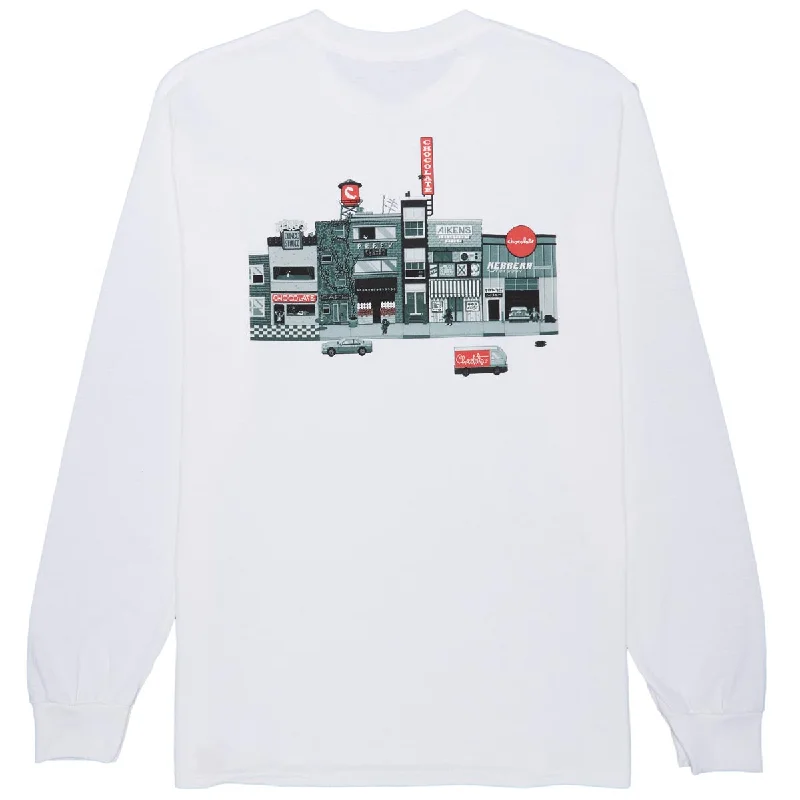 Chocolate Pixel City Long Sleeve T-Shirt - White