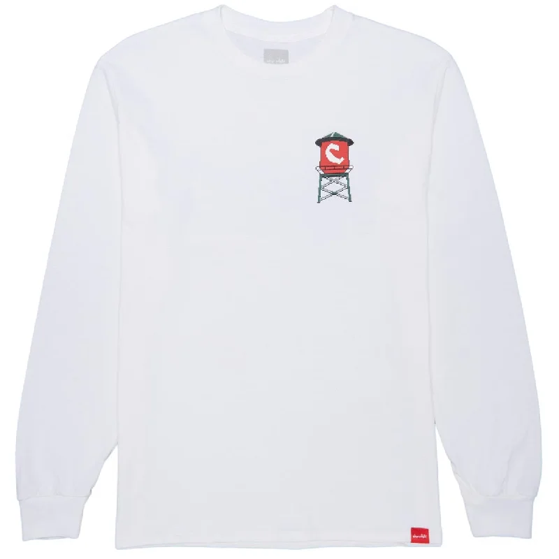 Chocolate Pixel City Long Sleeve T-Shirt - White