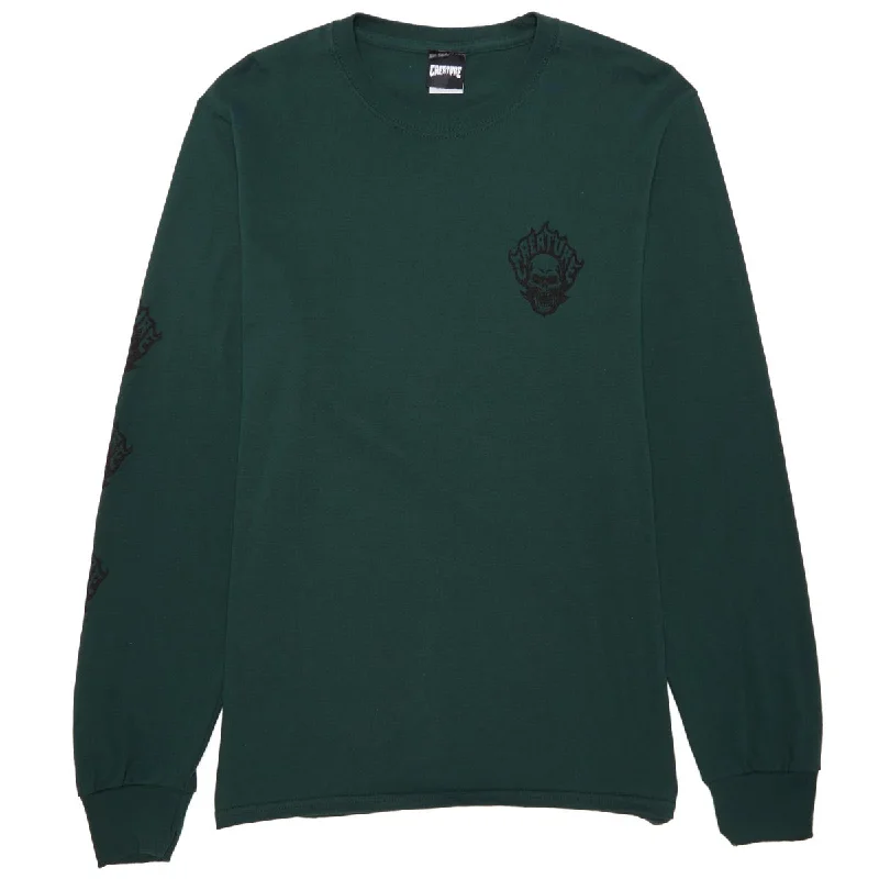 Creature Bonehead Flame Long Sleeve T-Shirt - Dark Green