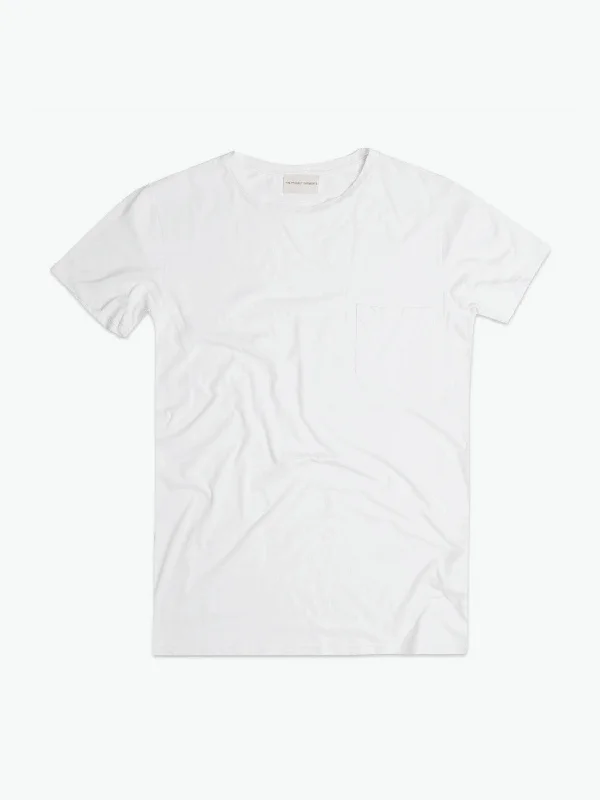 Crew Neck Modal-Blend Pocket T-shirt White