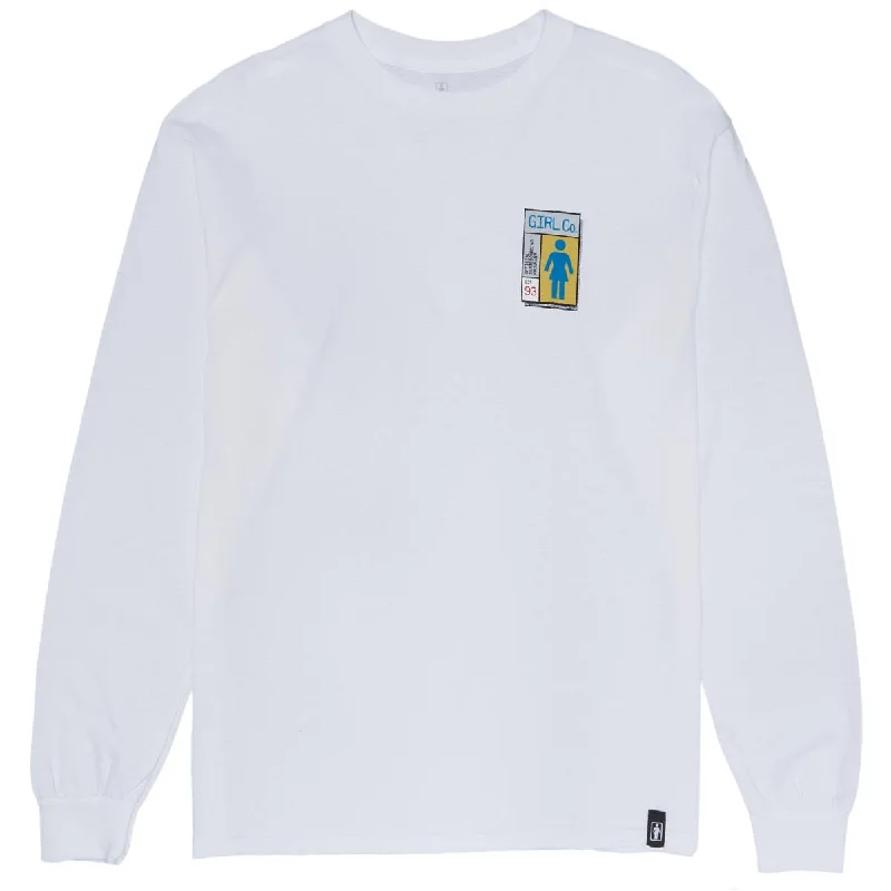 Girl Gridbox Long Sleeve T-Shirt - White