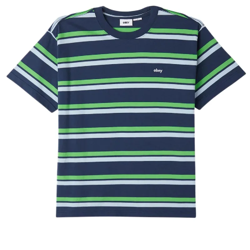 Obey Distance Stripe T-Shirt - Academy Navy