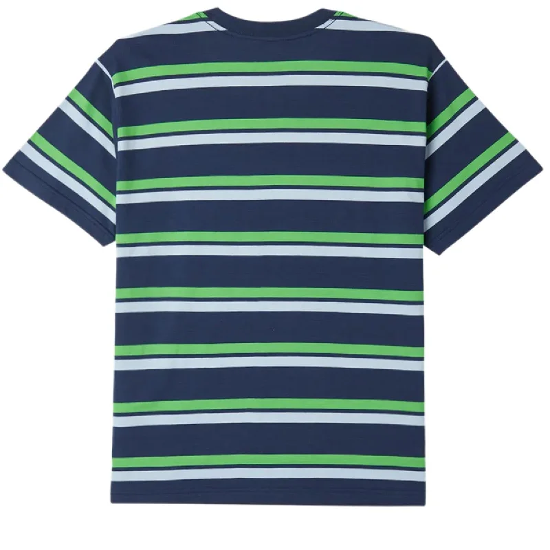 Obey Distance Stripe T-Shirt - Academy Navy