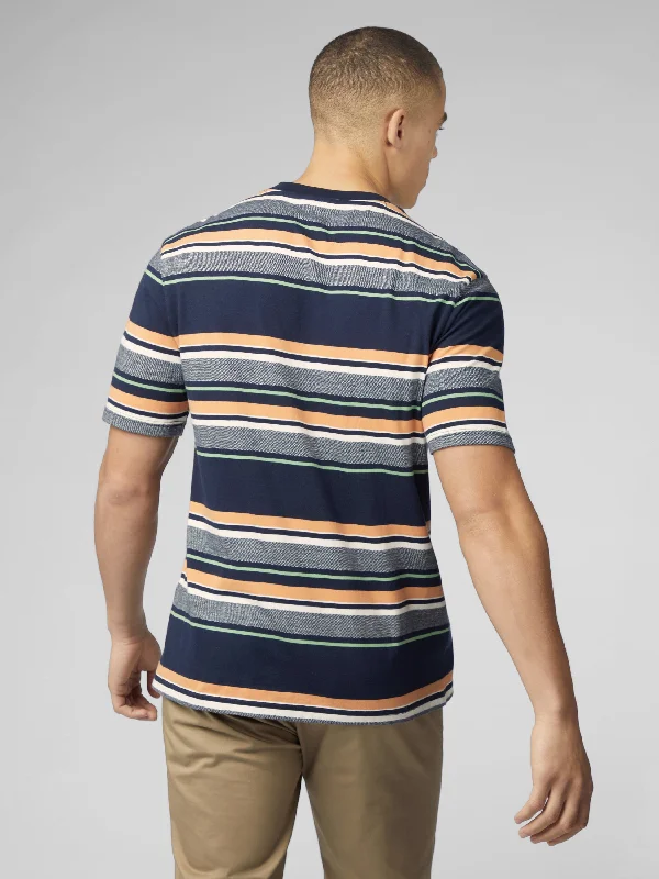 Signature Engineered Stripe Tee - Dark Navy