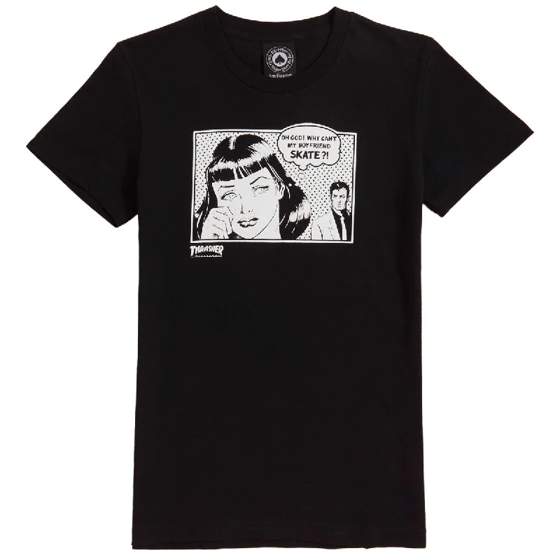 Thrasher Womens Boyfriend T-Shirt - Black