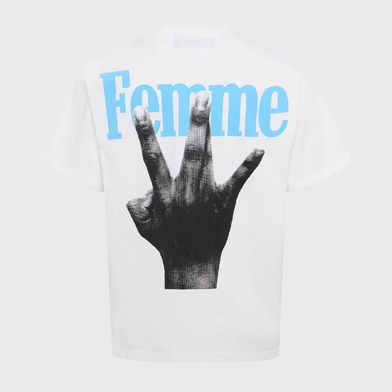 Twisted Fingers Tee White with Baby Blue