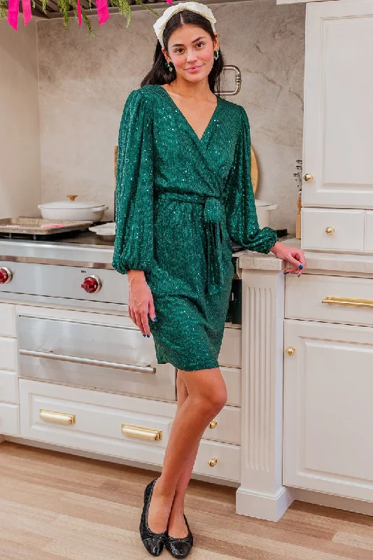 Jagger Dress in Green Sequin - FINAL SALE