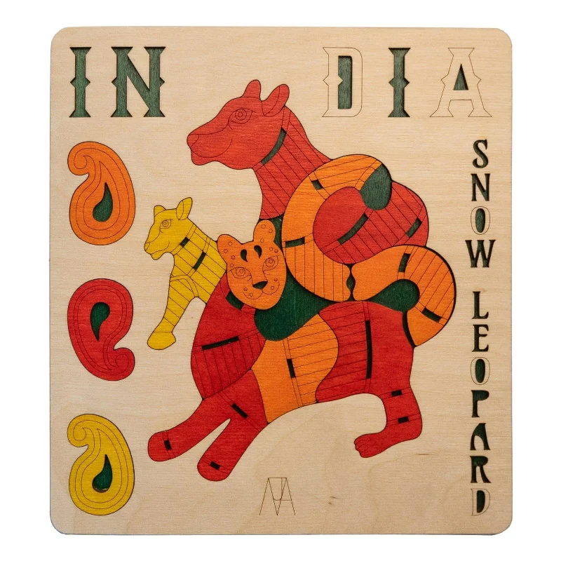 Wooden chess sets for strategic play​ Indian Snow leopard