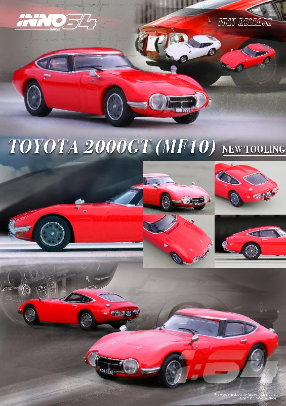 Castle model toys for fantasy - themed play and role - playing​ INNO64 1:64 Toyota 2000GT in Solar Red
