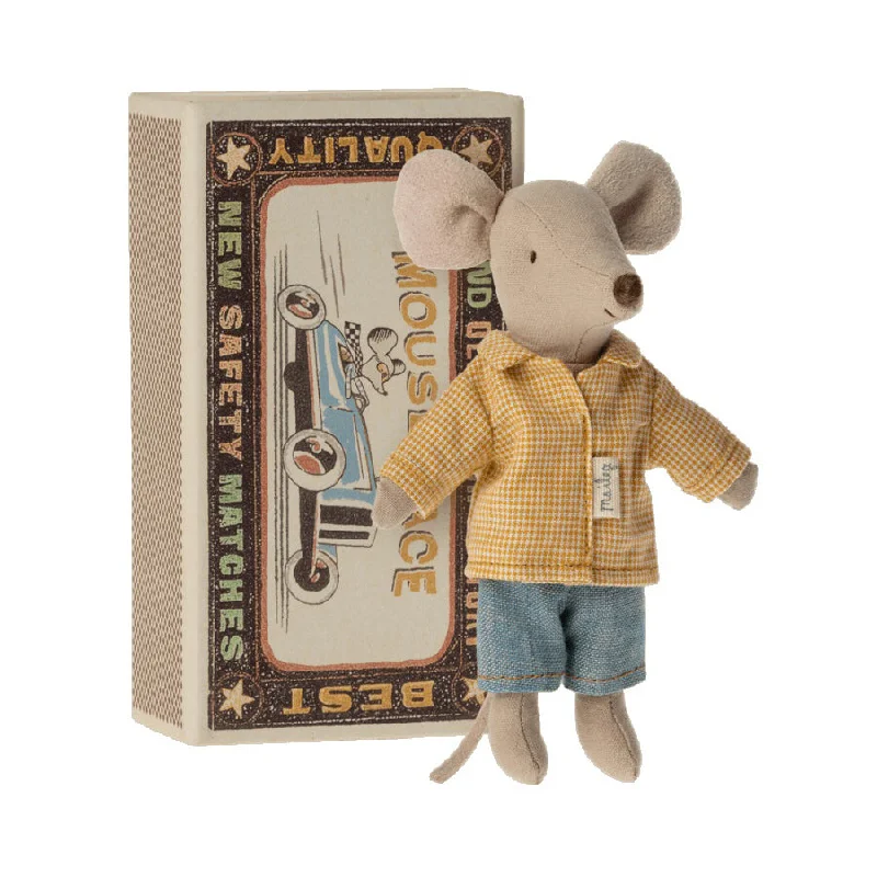 Plush toys with sensory - friendly textures​ Maileg Big Brother Mouse in Matchbox