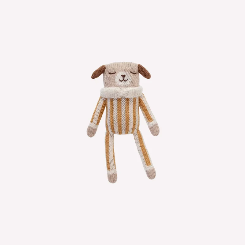 Unicorn plush toys with glittery accents​ Main Sauvage Knit Toy - Puppy - Ochre Striped Jumpsuit