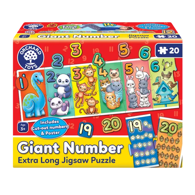 Braille - compatible puzzles for visually - impaired users​ Orchard Toys 20pc Giant Number Extra Long Jigsaw Puzzle