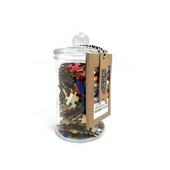 Puzzle - themed wall decals for quick home decor changes​ Wooden Puzzle: Herringbone Repeat in Glass Jar